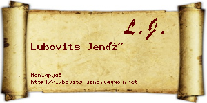 Lubovits Jenő névjegykártya